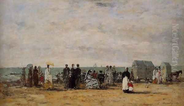 The Beach at Trouville 1869 Oil Painting by Eugene Boudin