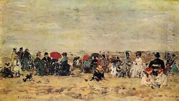 The Beach at Trouville 1880 Oil Painting by Eugene Boudin