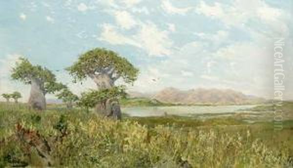 Weite Sudliche Landschaft Oil Painting by Heinrich Carl F. Von Pechmann