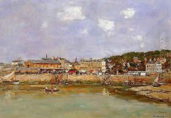 The Port of Trouville Low Tide 1897 Oil Painting by Eugene Boudin