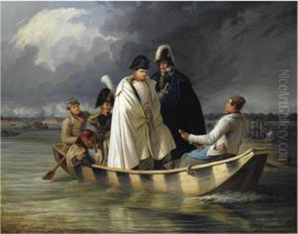 Napoleons Berfahrt Aus Der Lobau Nach Der Verlorenen Schlacht Bei Aspern (napoleon Leaving The Lobau After The Defeat At The Battle Of Aspern) Oil Painting by Anton, Ritter Von Perger