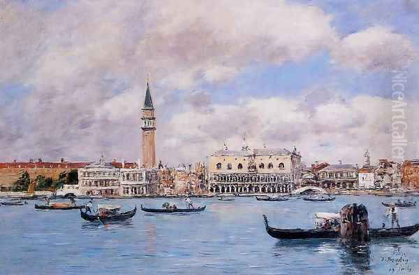 Venice the Cam[panile the Ducal Palace and the Piazetta 1895 Oil Painting by Eugene Boudin