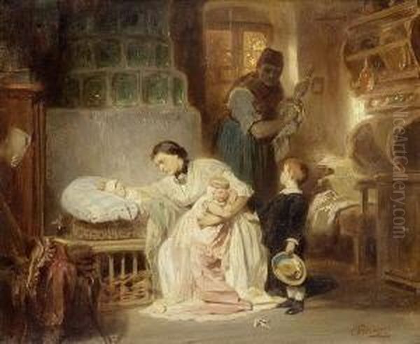 Die Amme Oil Painting by Carl Theodor Von Piloty