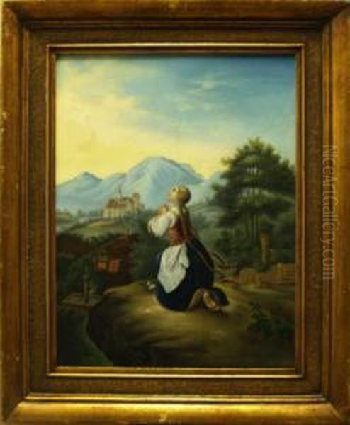 Divka V Romanticke Krajin
I Oil Painting by Hippolyt Von Pinkas