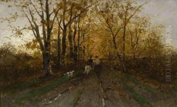 Herbstlicher Ausritt. Oil Painting by Richard Von Poschinger