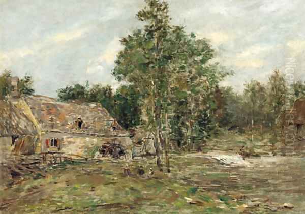 Saint-Cenery, Le moulin Oil Painting by Eugene Boudin