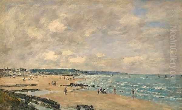 The Beach at Trouville 1893 Oil Painting by Eugene Boudin