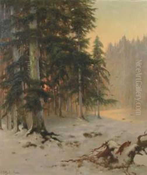 Fox In A Forest Oil Painting by Olga Von Potthast Minden