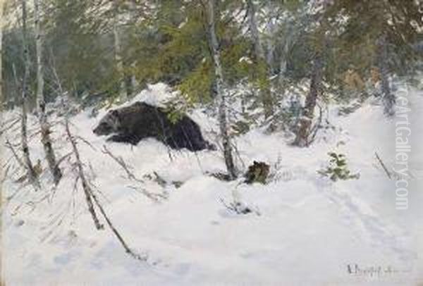 The Bearhunt. Oil Painting by Dimitri Von Prokofiev