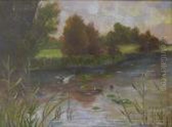 Landscape With Duck Oil Painting by Dimitri Von Prokofiev