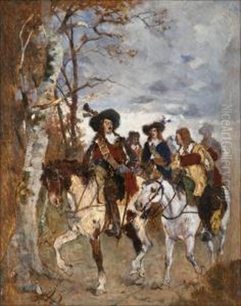 Horsemen Oil Painting by Friedrich von Puteani