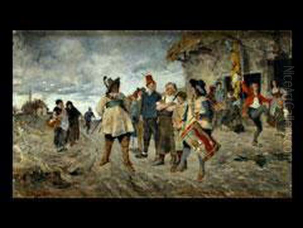 Die Rekrutierung Oil Painting by Friedrich von Puteani