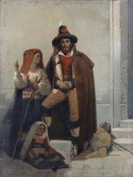 Famiglia Di Pastori Oil Painting by Arthur Georges Baron Von Ramberg: