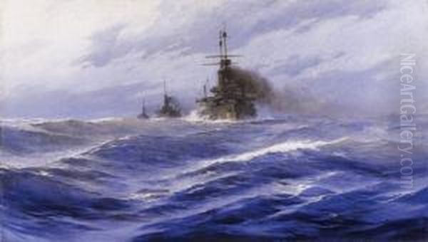 Navy Oil Painting by Arthur Georges Baron Von Ramberg: