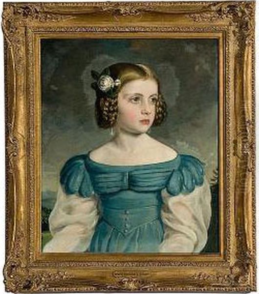 Portrait Of Girl Oil Painting by Peter Bernhard Von Rausch