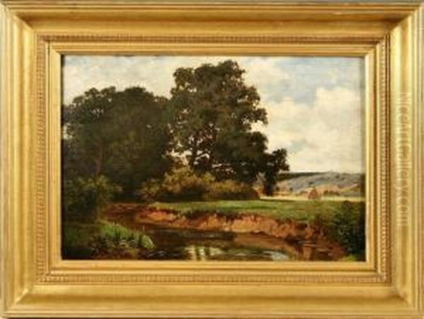 Fluslandschaft Mit Hohen Baumen Oil Painting by Ernst Von Raven