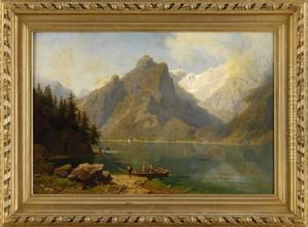 Ausflugler Am Konigsee. Oil Painting by Ernst Von Raven