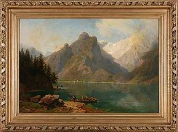 L.u.sig., Prenzlau - Dusseldorf, ?fahrmann Am Konigssee Oil Painting by Ernst Von Raven