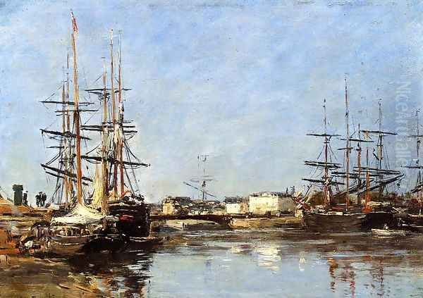 Trouville Beach Scene2 1888-1895 Oil Painting by Eugene Boudin