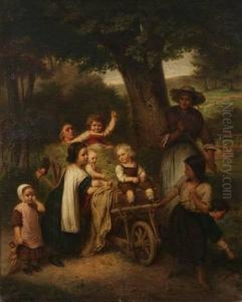 The Children's Haywagon Oil Painting by Marie Von Rouvroy