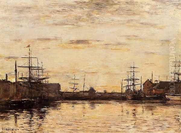 Fecamp the Basin 1883 Oil Painting by Eugene Boudin