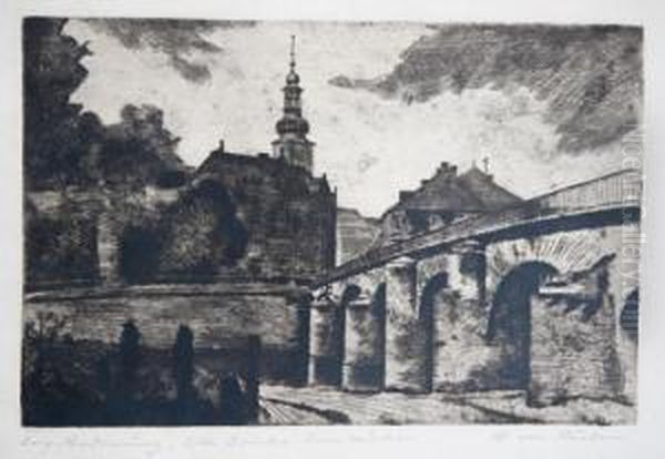 Alte Brucke Saarbrucken Oil Painting by Heinz Von Ruden