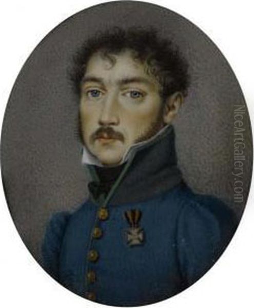 Oval Half-length Portrait Of An Officer Oil Painting by Carl Von Saar