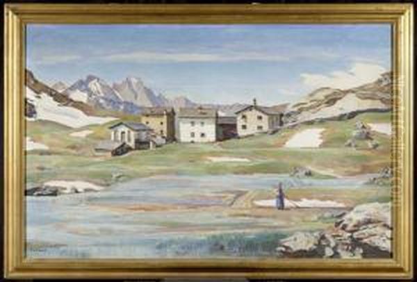 Village In Grisons Oil Painting by Carl Albert Von Salis-Soglio