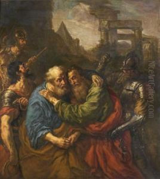 Les Adieux De Saint Pierre Et Saint Paul Oil Painting by Joachim I Von Sandrart