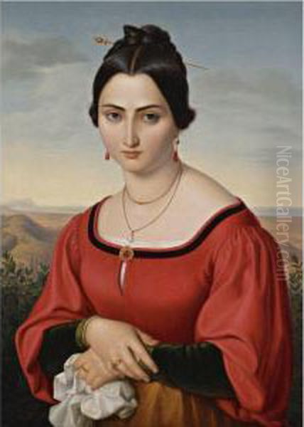 Bildnis Einer Schonen Romerin Oil Painting by Friedrich Wilhelm von Schadow