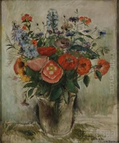 Floral Still Life Oil Painting by Gustav William Von Schlegell