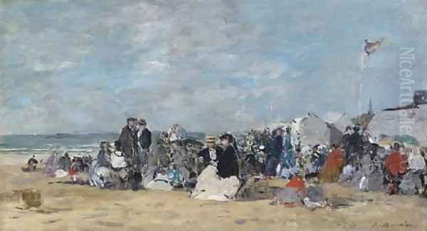 Scene de plage à Trouville 2 Oil Painting by Eugene Boudin