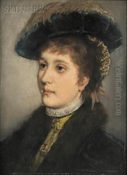 Portrait Of Miss Davenport Oil Painting by Max Von Schmaedel