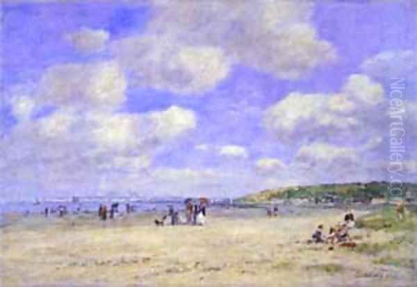 The Beach at Trouville les Sablons Oil Painting by Eugene Boudin