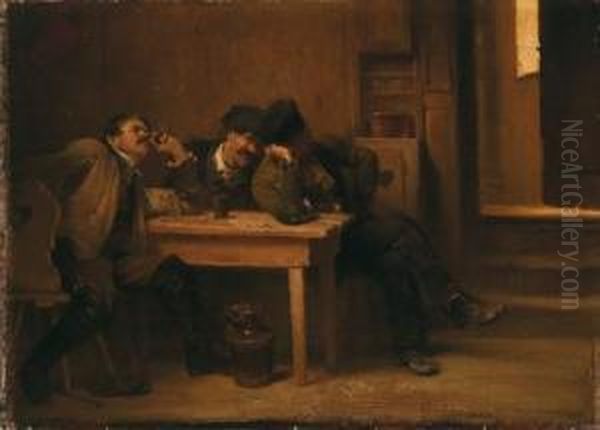 Tipsy Tavern Guests Oil Painting by Claudius Von Schraudolph