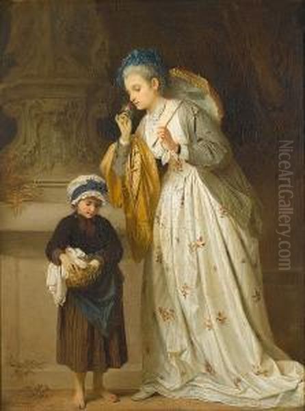 The Little Flower Seller Oil Painting by Claudius Von Schraudolph