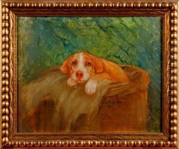 Hundvalp Oil Painting by Ida Eleonora Von Schulzenheim