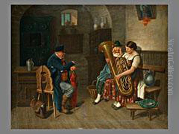 Der Musikalische Versuch Oil Painting by Adolf Ritter Von Schwarzenfeld