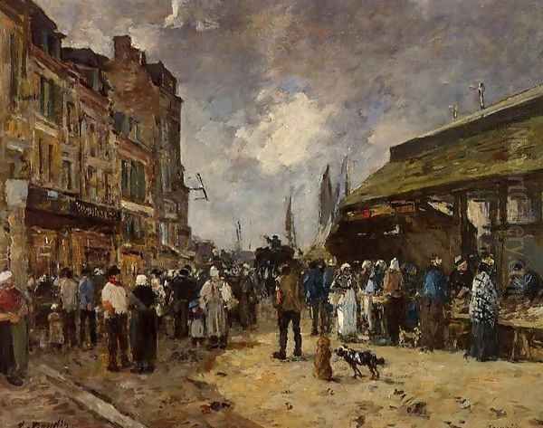 Trouville Fish Market 1871 Oil Painting by Eugene Boudin