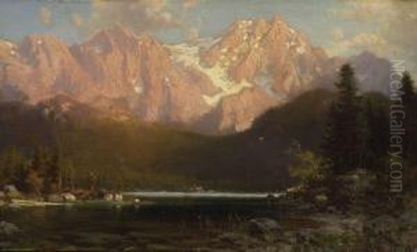 Blick Vom Eibsee Auf Das Wettersteingebirge Oil Painting by Ludwig, Louis Von Sckell