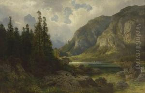 Gebirgssee Oil Painting by Ludwig, Louis Von Sckell