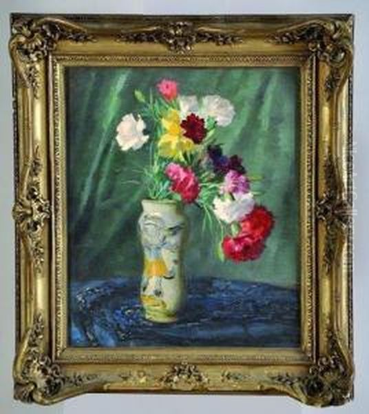 bouquet De Fleurs Dans Un Albarello Oil Painting by Lothar von Seebach