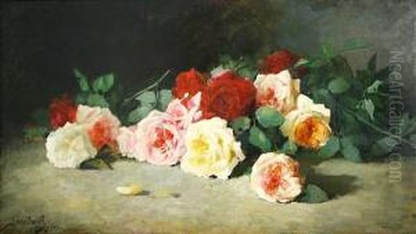 Cut Roses Oil Painting by Lothar von Seebach