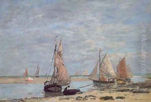 Voiliers aux environs de Trouville Oil Painting by Eugene Boudin