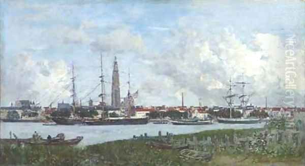 Anvers, Le port Oil Painting by Eugene Boudin