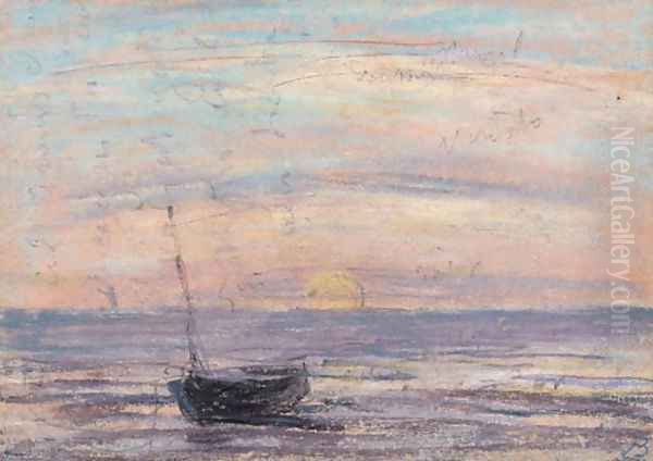 Bateau de peche Oil Painting by Eugene Boudin