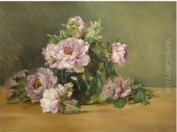 Peonies Oil Painting by Clara Von Sivers