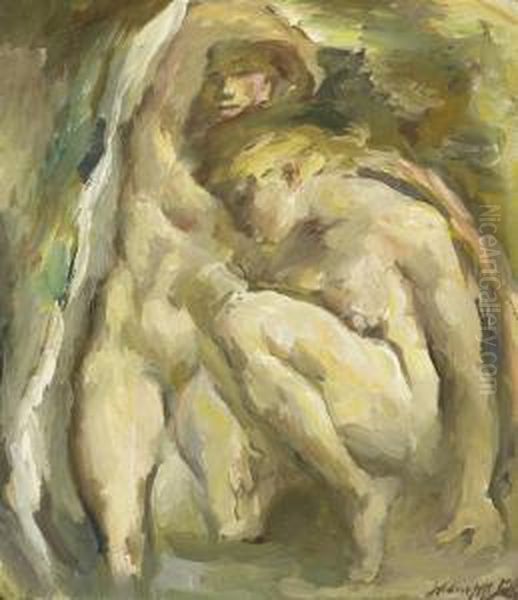 Two Nudes Oil Painting by Alexander Leo Von Soldenhoff