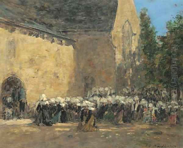 Benodet Un Pardon Oil Painting by Eugene Boudin