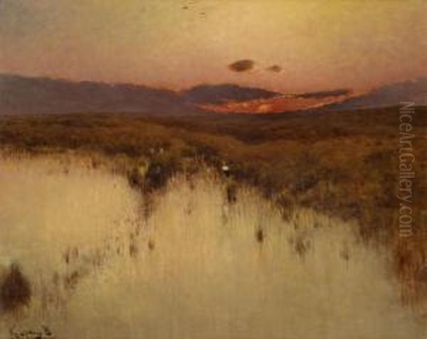 Dusk Oil Painting by Bela Von Spanyi